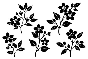 floral branch silhouette vector illustration