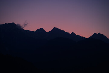 sunset in the mountains, Himalayas, India