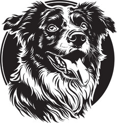 Fototapeta premium Australian Shepherd dog clipart, Australian Shepherd black vector