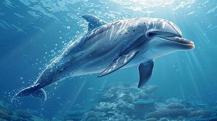 Naklejka premium Artistic illustration of dolphin skin, featuring its smooth, sleek surface and subtle gray variations for a serene and aquatic-themed background. shiny, Minimal and Simple,