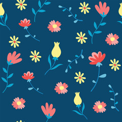 Seamless flower pattern design vector. Floral print for fabric