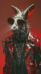 A devilish rabbit in an edgy fashion look