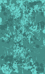 Turquoise grunge style background. Vector texture of paint, streaks, blotches
