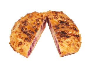 Sour cherry pie on white background