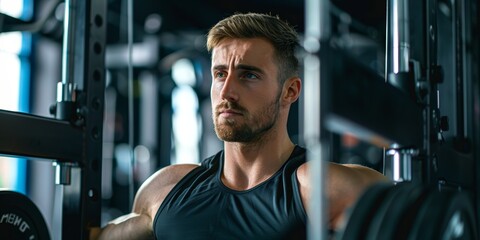 Personal trainer demonstrating proper technique on a weight machine, illustrating effective gym training, isolated white background, copy space