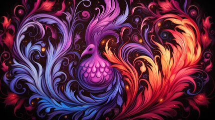 Vibrant galaxy pattern illustration with contemporary motifs and intricate design, showcasing bold hues and high definition quality.