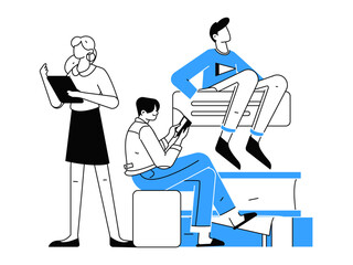 Education and learning people flat vector concept hand drawn illustration
