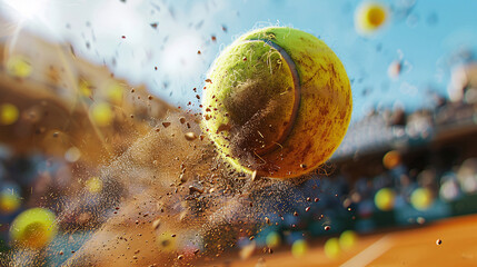 Tennis ball in mid-air, capturing the excitement and movement of the game
