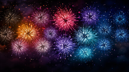 Fototapeta premium Bright and celebratory illustration of a vibrant firework texture with bursting colors in high definition quality.