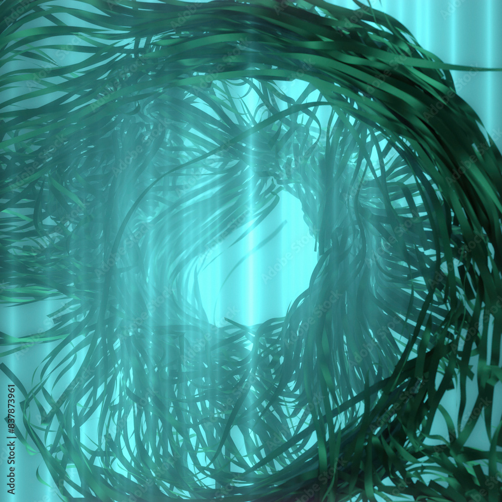 Aufkleber digital illustration of flying strips of fabric. 3d rendering