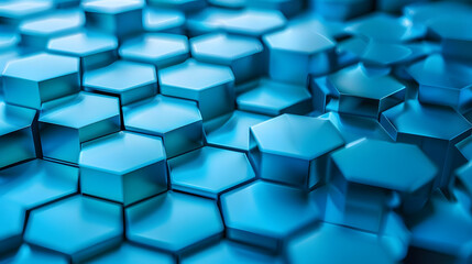 Obraz premium amazing blue hexagon pattern showcasing futuristic technology concept. generative ai