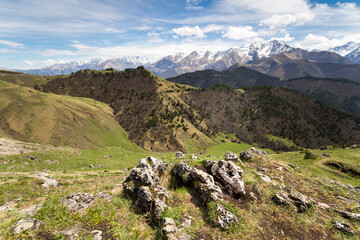 Panoramic view of the Caucasus mountains
