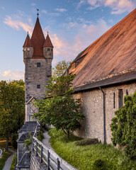 The beautiful medieval architecture in the old town of german fairytale Rothenburg ob der Tauber, Bavaria