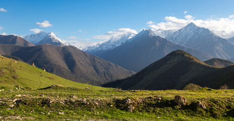 Panoramic view of the Caucasus mountains