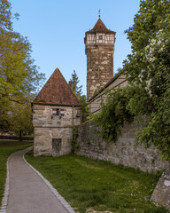 The beautiful medieval architecture in the old town of german fairytale Rothenburg ob der Tauber, Bavaria