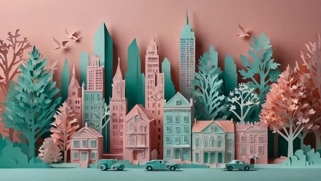 Beautiful city Beautiful city in pastel colors, paper stylepastel colors, paper style