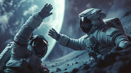 Astronauts giving a high five