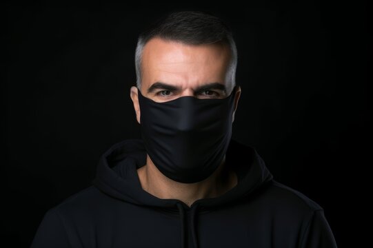 portrait of man wearing mask against black background,slovakia