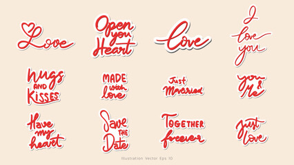 Hand drawn set of speech with handwritten short phrases, Vector illustration EPS 10