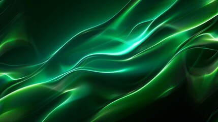 Obraz premium Abstract green background with smooth lines and curves, creating an elegant and modern design element.