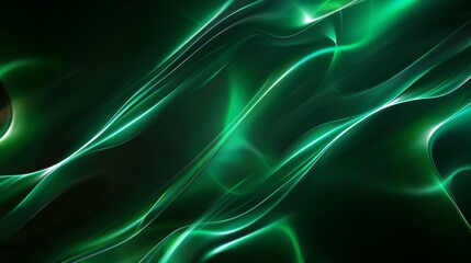 Obraz premium Abstract green background with smooth lines and curves, creating an elegant and modern design element.
