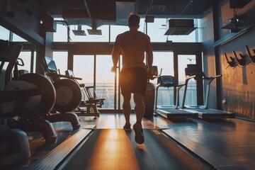 Fototapeta premium Men exercise in the gym, Exercise concept