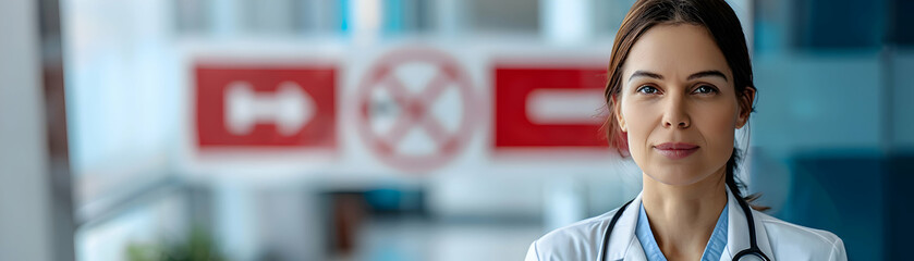 Photo Realistic Public Health Officer: No Smoking Campaign Banner Symbolizes Smoking Prevention Efforts   Ideal for Public Health and Charity Ads