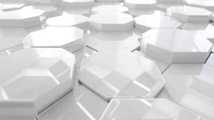 A white geometric hexagon abstract background featuring hexagons with a polished, reflective surface.