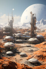 A Futuristic City In The Mars  With A Desert Like Landscape.