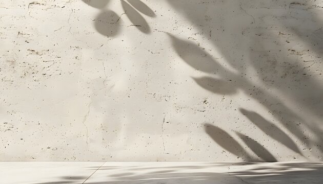 An ivory travertine wall with shadow background for product display