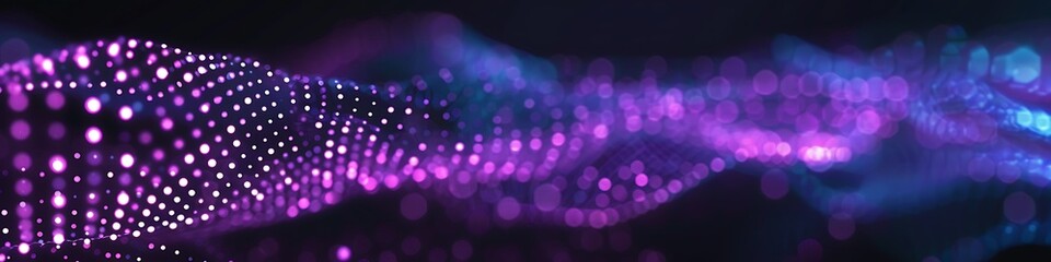 Dynamic technology background showcasing purple and cyan dots connected in a detailed plexus network