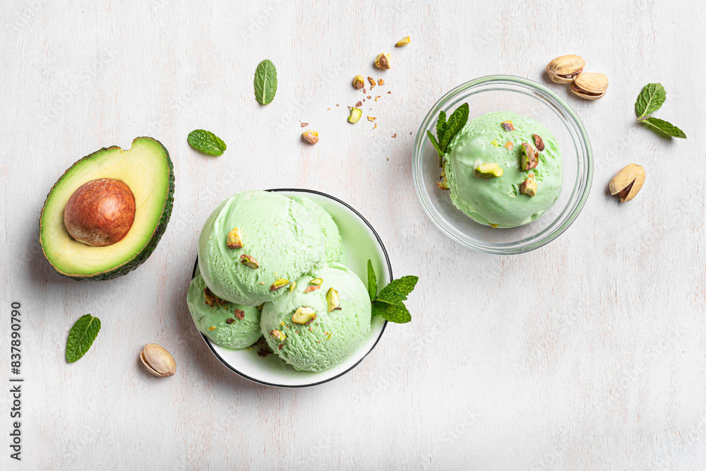 Wall mural green pistachio avocado ice cream