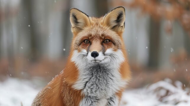 Closeup of a fox in a snowy forest, highlighting the adaptability and beauty of wildlife in various ecosystems, isolated white background, copy space