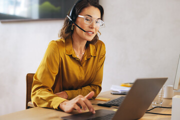 Professional call operator offering remote virtual assistance and customer support