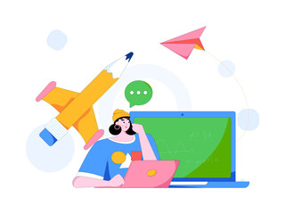 Education and learning people flat vector concept hand drawn illustration
