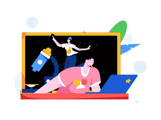 Education and learning people flat vector concept hand drawn illustration
