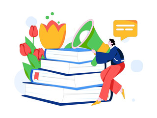 Education and learning people flat vector concept hand drawn illustration
