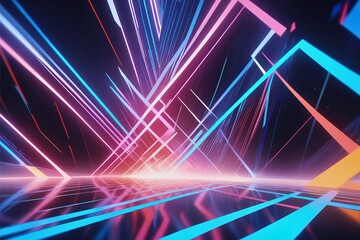 Fototapeta premium ネオンのライティングが所狭しと走る舞台、スタジオ