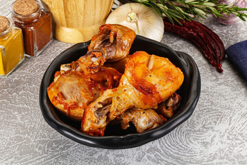 Raw marinated chicken drumstick for cooking