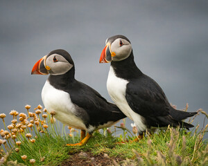Breeding pair of Atlantic Puffins