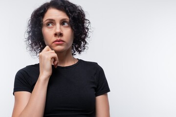 Portrait of a woman with a bioperm on a white background
