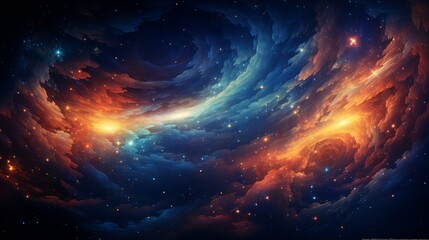 Fototapeta premium Cosmic Harmony Swirling Galaxies and Stars in Abstract