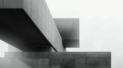 Obraz premium Minimalistic Abstract Architecture Desktop Wallpaper with Geometric Shapes and Monochromatic Color Palette, Featuring Clean Lines, Negative Space, and Subtle Textures for a Sleek, Sophisticated, Moder