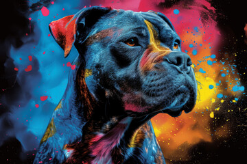 Staffordshire Bull Terrier pop art in neon colors