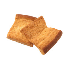 Toast biscuits isolated on transparent background	