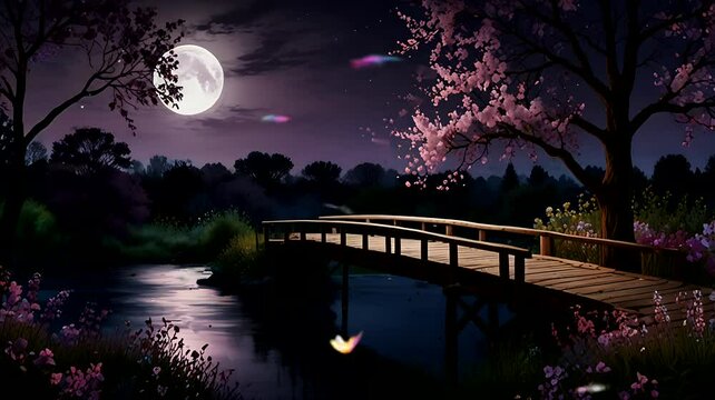 bridge and beautiful moon background