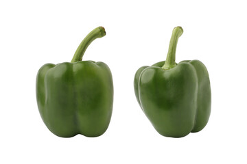 Fresh green bell peppers isolated on transparent background