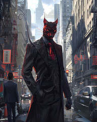 Black panther Fashionable in a chic suit