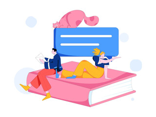 Education and learning people flat vector concept hand drawn illustration
