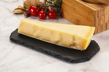 Hard parmesan cheese piece triangle